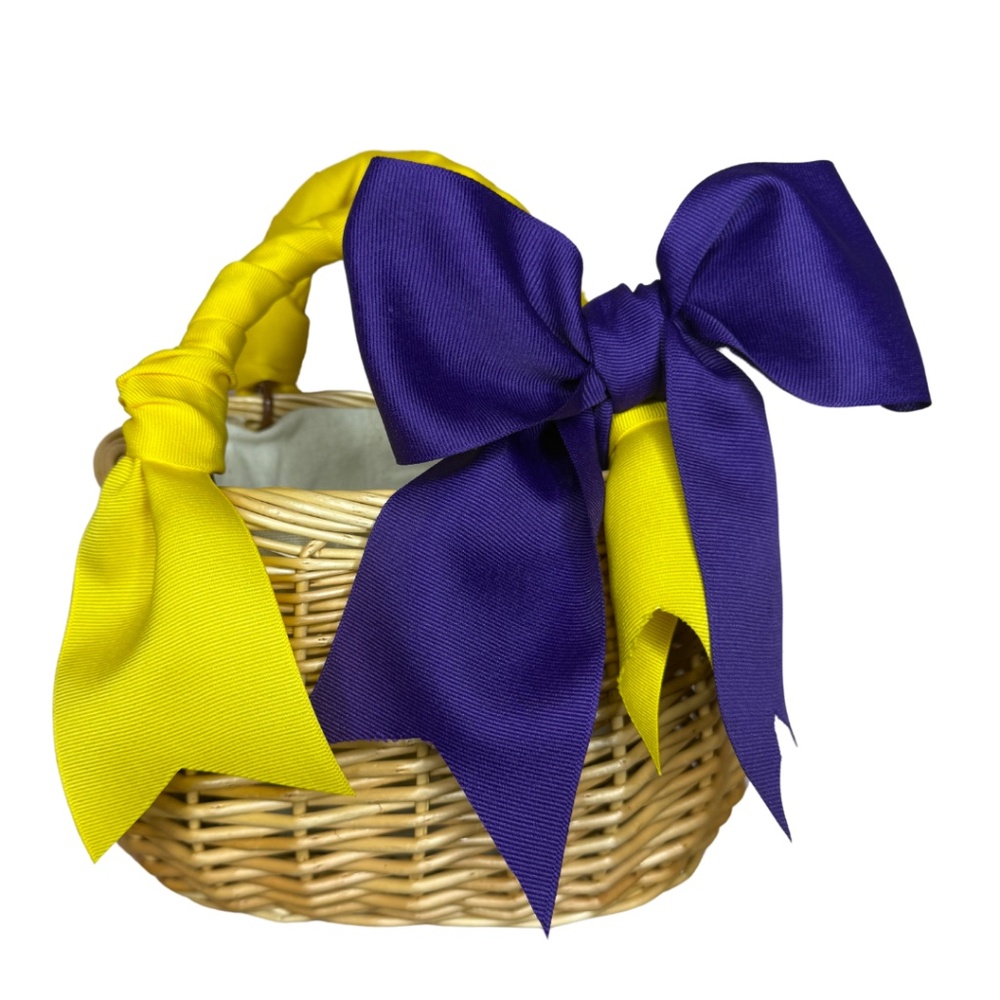 Yellow & Purple Wicker Basket Handbag